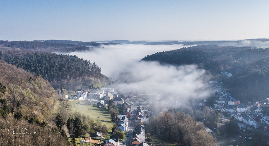 Aerial view from above showing a geometric landscape